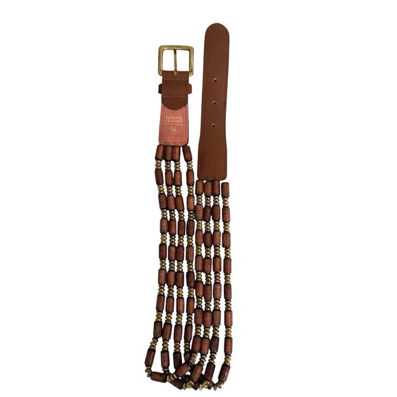 Express vintage women\'s leather and beaded belt size medium main image 5